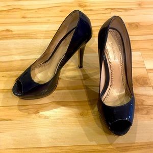Patent Leather Open Toe Navy Pumps Pour La Victorie Size 7